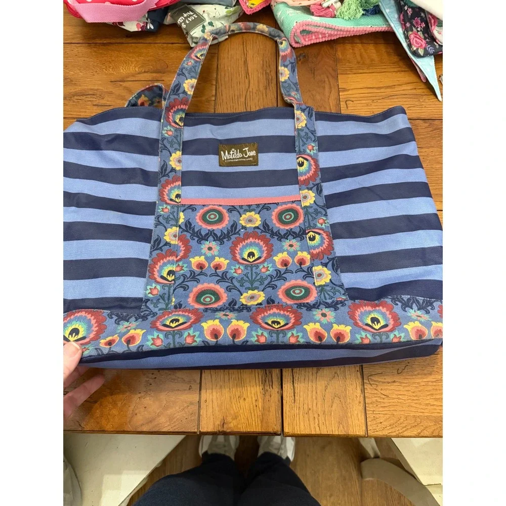 Matilda Jane Striped Floral Tote Bag‎ Large Canvas Everyday Beach Travel